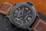 Swiss Grade Knockoff Luminor Black Seal Panerai P5000 Watch Brown Leather Band